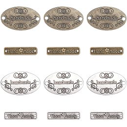 Pandahall Elite 88pcs 2 Shapes Handmade Metal Tags Tibetan Alloy Handmade Labels Pendant Bead Charm Metal Label Tag Signs for DIY Crafts Jewelry Making Antique Bronze and Antique Silver