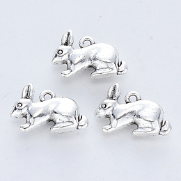 Honeyhandy Tibetan Style Alloy Pendants, Cadmium Free & Lead Free, Rabbit, Antique Silver, 13.5x20x6mm, Hole: 1.5mm, about 153pcs/500g