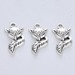 Honeyhandy Tibetan Style Alloy Pendants, Cadmium Free & Lead Free, Fox, Antique Silver, 23.5x13x4mm, Hole: 2mm, about 352pcs/500g