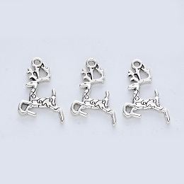 Honeyhandy Tibetan Style Alloy Pendants, Cadmium Free & Lead Free, Elk Christmas Reindeer/Stag, Antique Silver, 20x14.5x2mm, Hole: 1.5mm, about 625pcs/500g
