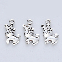 Honeyhandy Tibetan Style Alloy Pendants, Cadmium Free & Lead Free, Rabbit, Antique Silver, 19x10.5x2.5mm, Hole: 1.5mm, about 588pcs/500g