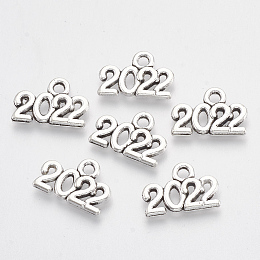 Honeyhandy Tibetan Style Alloy Charms, Number 2022, Lead Free & Cadmium Free, Antique Silver, 9.5x14x1.5mm, Hole: 1.8mm, about 956pcs/500g