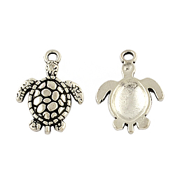 Honeyhandy Tibetan Style Alloy Turtle/Tortoise Pendants, Cadmium Free & Lead Free, Antique Silver, 23x16x3mm, Hole: 2mm, about 357pcs/500g