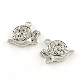 Honeyhandy Tibetan Style Zinc Alloy Pendants, Lead Free & Cadmium Free, Snail Charms, Antique Silver, 15.7x16x3mm, Hole: 1.5mm, about 312pcs/500g