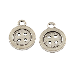 Honeyhandy 4-Hole Button Tibetan Style Zinc Alloy Charms, Lead Free & Cadmium Free, Antique Silver, 16x12.6x2mm, Hole: 2.5mm, about 454pcs/500g
