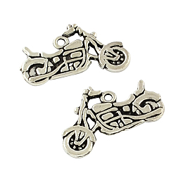 Honeyhandy Tibetan Style Zinc Alloy Motorcycle Pendants, Lead Free & Cadmium Free, Antique Silver, 17.5x24.5x2mm, Hole: 1mm, about 294pcs/500g