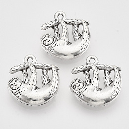 Honeyhandy Tibetan Style Alloy Pendants,  Cadmium Free & Lead Free, Sloth Charms, Antique Silver, 20.5x19x4.5mm, Hole: 1.5mm, about 135pcs/500g