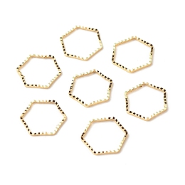 Honeyhandy Brass Linking Rings, Long-Lasting Plated, Cadmium Free & Lead Free, Hexagon, Real 24K Gold Plated, 12x13.5x1mm, Inner Diameter: 10.5x12mm