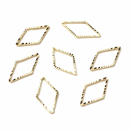 Honeyhandy Brass Linking Rings, Long-Lasting Plated, Cadmium Free & Lead Free, Rhombus, Real 24K Gold Plated, 16x9x1mm, Inner Diameter: 13x7.5mm