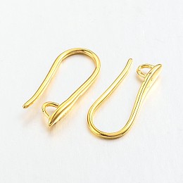 Honeyhandy Brass Earring Hooks for Earring Designs, Ear Wire, with Horizontal Loop, Lead Free & Cadmium Free, Golden, 20.5x8.5x2.5mm, Hole: 2mm, Pin: 1mm