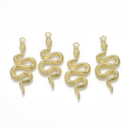 Honeyhandy Rack Plating Alloy Pendants, Cadmium Free & Lead Free, Snake, Light Gold, 42x19x3mm, Hole: 2mm