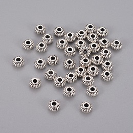 Honeyhandy Alloy Spacer Beads, Rondelle, Cadmium Free & Lead Free, Antique Silver, 6x4mm, Hole: 1.5mm