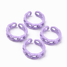 Honeyhandy Spray Painted Alloy Cuff Rings, Open Rings, Cadmium Free & Lead Free, Curb Chain Shape, Medium Orchid, US Size 7 1/4(17.5mm)