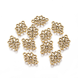 Honeyhandy Tibetan Style Alloy Flower Links connectors, Cadmium Free & Lead Free , Antique Golden, 13x19.5x1mm, Hole: 2mm