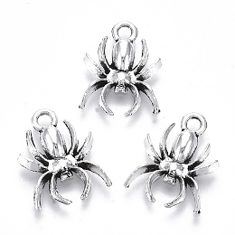 Honeyhandy Tibetan Style Alloy Pendants, Lead Free & Cadmium Free, Spider, Antique Silver, 18.5x14x3mm, Hole: 2mm