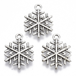 Honeyhandy Tibetan Style Alloy Pendants, Lead Free & Cadmium Free, Snowflake, Antique Silver, 19.5x15.5x1.5mm, Hole: 1.8mm