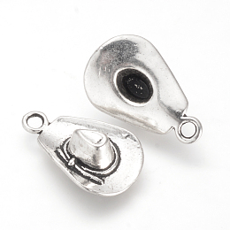 Honeyhandy Tibetan Style Alloy Pendants, Cadmium Free & Lead Free, Cowboy Hat, Antique Silver, 21x13x6mm, Hole: 2mm