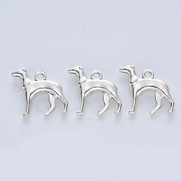 Honeyhandy Tibetan Style Alloy Pendants, Cadmium Free & Lead Free, Dog, Antique Silver, 19x21x4mm, Hole: 2mm