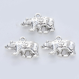 Honeyhandy Tibetan Style Alloy Pendants, Cadmium Free & Lead Free, Bear, Antique Silver, 15x24x5.5mm, Hole: 2mm