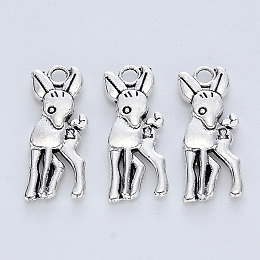 Honeyhandy Tibetan Style Alloy Pendants, Cadmium Free & Lead Free, Sika Deer, Antique Silver, 17.5x7x2mm, Hole: 1.6mm