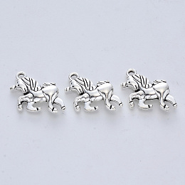 Honeyhandy Tibetan Style Alloy Pendants, Cadmium Free & Lead Free, Unicorn, Antique Silver, 16x21x5mm, Hole: 1.6mm