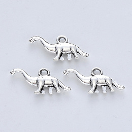 Honeyhandy Tibetan Style Alloy Pendants, Cadmium Free & Lead Free, Dinosaur, Antique Silver, 14x27x3.5mm, Hole: 2mm