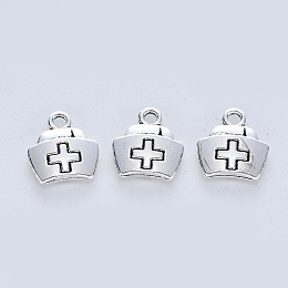 Honeyhandy Tibetan Style Alloy Pendants, Cadmium Free & Lead Free, Nurse Cap, Antique Silver, 13x12x3mm, Hole: 1.8mm