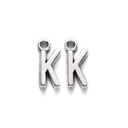 Honeyhandy Tibetan Style Alloy Pendants, Cadmium Free & Lead Free, Letter K, K: 16x7.5x2mm, Hole: 2mm