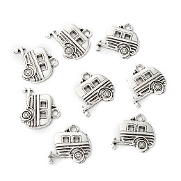 Honeyhandy Tibetan Style Alloy Pendants, Camping Van/Caravan Shape, Lead Free & Cadmium Free, Antique Silver, 17x18x2mm, Hole: 1.5mm