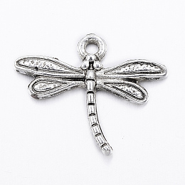 Honeyhandy Tibetan Style Alloy Pendants, Cadmium Free & Lead Free, Dragonfly, Antique Silver, 15.5x18.5x2mm, Hole: 1.2mm