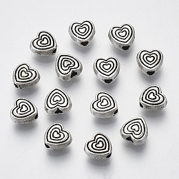 Honeyhandy Tibetan Style Alloy Beads, Heart, Cadmium Free & Lead Free, Antique Silver, 6x6x3mm, Hole: 1.6mm