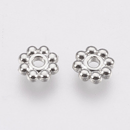 Honeyhandy Alloy Daisy Spacer Beads, Flower, Cadmium Free & Lead Free, Platinum, 5x1.5mm, Hole: 1.8mm, about 350pcs/50g