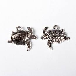 Honeyhandy Tibetan Style Alloy Pendants, Cadmium Free & Lead Free, Sea Turtle, Antique Silver, 18x21x3mm, Hole: 2mm