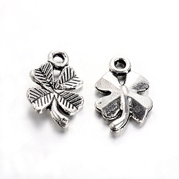 Honeyhandy Tibetan Style Alloy Clover Charms, Cadmium Free & Lead Free, Antique Silver, 15.5x10x2mm, Hole: 1.5mm