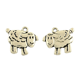 Honeyhandy Tibetan Style Alloy Sheep Pendants, Cadmium Free & Lead Free, Antique Silver, 17x18x3mm, Hole: 2mm