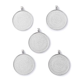 Honeyhandy Tibetan Style Flat Round Alloy Big Pendant Cabochon Settings, Plain Edge Bezel Cups, Cadmium Free & Lead Free, Antique Silver, Tray: 40mm, 51.5x43x2mm, Hole: 6x4mm