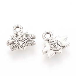 Honeyhandy Tibetan Style Alloy Charms, Lotus, Cadmium Free & Lead Free, Antique Silver, 10.5x11x2mm, Hole: 2mm