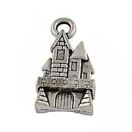 Honeyhandy Tibetan Style Zinc Alloy Pendants, Lead Free & Cadmium Free, Castle, Antique Silver, 21x11x5mm, Hole: 2mm