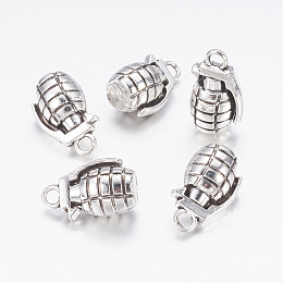 Honeyhandy Tibetan Style Zinc Alloy Pendants, Lead Free & Cadmium Free, Grenade, Antique Silver, 22.3x13x11.5mm, Hole: 3mm