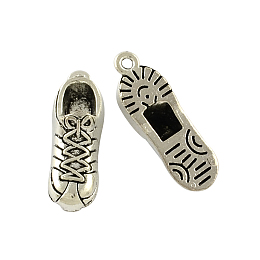 Honeyhandy Tibetan Style Zinc Alloy Pendants, Sneakers, Lead Free & Cadmium Free, Antique Silver, 27.3x9x7.5mm, Hole: 1.5mm