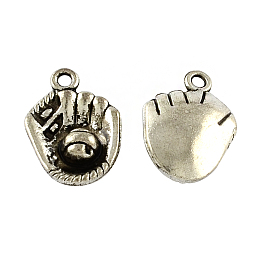 Honeyhandy Tibetan Style Zinc Alloy Pendants, Baseball/Solfball Gloves, Lead Free & Cadmium Free, Antique Silver, 20.8x14.6x5mm, Hole: 2mm