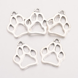 Honeyhandy Tibetan Style Zinc Alloy Pendants, Dog Paw Prints, Lead Free & Cadmium Free, Antique Silver, 19.6x17x1.5mm, Hole: 2mm