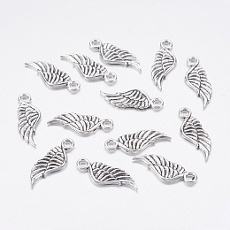 Honeyhandy Tibetan Style Zinc Alloy Wing Pendants, Lead Free & Cadmium Free, Antique Silver, 20.7x7.5x1.5mm, Hole: 2.5mm