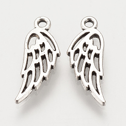 Honeyhandy Tibetan Style Alloy Charms, Wing, Cadmium Free & Lead Free, Antique Silver, 13x5x1.5mm, Hole: 1mm