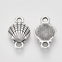 Honeyhandy Tibetan Style Alloy Links connectors, Shell Shape, Cadmium Free & Lead Free, Antique Silver, 16x10x2mm, Hole: 1.8mm