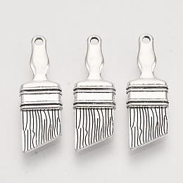 Honeyhandy Tibetan Style Alloy Pendants,  Cadmium Free & Lead Free, Brush, Antique Silver, 26.5x9x2.5mm, Hole: 1.5mm