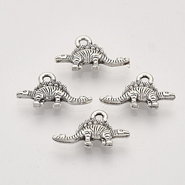 Honeyhandy Tibetan Style Alloy Pendants,  Cadmium Free & Lead Free, Dinosaur, Antique Silver, 9.5x16x2.5mm, Hole: 1.4mm