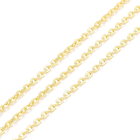Honeyhandy Brass Cable Chains, Long-Lasting Plated, with Spool, Cadmium Free & Lead Free, Soldered, Real 18K Gold Plated, 2x1.5x0.3mm, about 32.8 Feet(10m)/roll