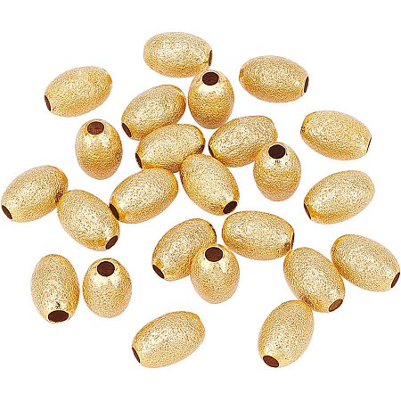 BENECREAT 24pcs Oval Metal Spacer Beads, 18K Gold Plated Brass Beads for Necklaces, Bracelets and Jewelry Making, 8mm in Diameter