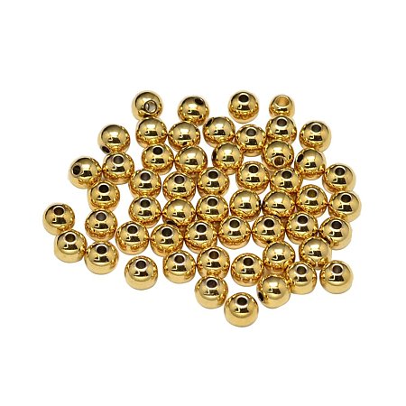 NBEADS 500 Pcs Rack Plating and Vacuum Plating Brass Round Bead Spacers, Cadmium Free & Lead Free, Golden, 3mm, Hole: 1mm